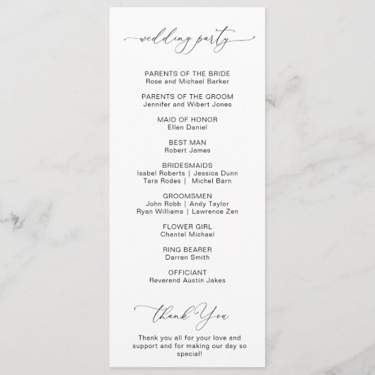 programme de mariage floral bleu poussiéreux (Dos)