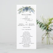 Programme de mariage floral bleu poussiéreux éléga (Debout devant)