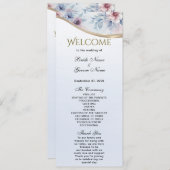 Programme de mariage floral bleu rose aquarelle (Devant / Derrière)