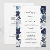 Programme de mariage floral Blue & Navy (Devant / Derrière)
