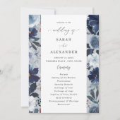 Programme de mariage floral Blue & Navy - Blue Gre (Devant)