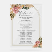 Programme de mariage floral bohème couleurs neutre (Recto)
