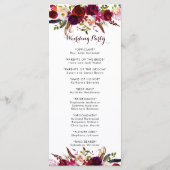 Programme de mariage floral bohème de Bourgogne Ma (Dos)