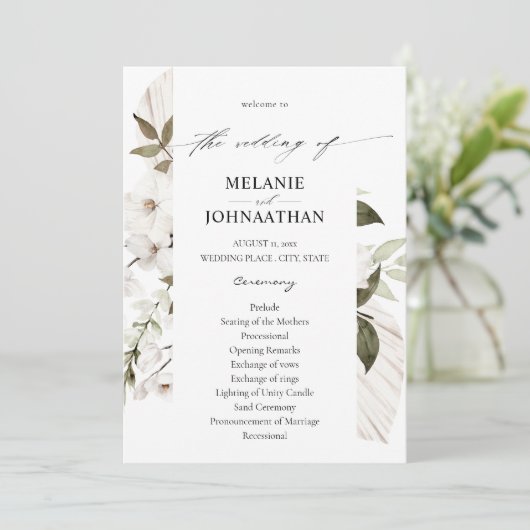 Programme de mariage floral Boho blanc (Debout devant)