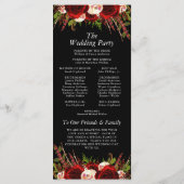 Programme de mariage floral boho Bourgogne noir (Dos)