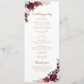 Programme de mariage floral boho d'aquarelle bourg (Dos)