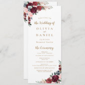 Programme de mariage floral boho d'aquarelle bourg (Devant / Derrière)