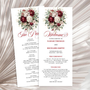 Programme de mariage floral bordeaux Blush Vintage