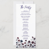 Programme de mariage floral bordeaux et bleu lunat (Dos)