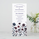 Programme de mariage floral bordeaux et bleu lunat (Debout devant)