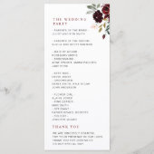 Programme de mariage floral bordeaux et roux (Dos)