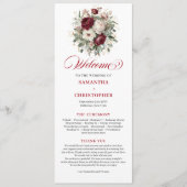 Programme de mariage floral bordeaux Romantique Bl (Devant)