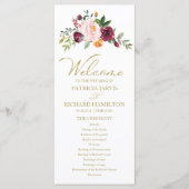 Programme de mariage floral bordeaux rose gold (Devant)