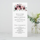 Programme de mariage floral bordeaux rose poussiér (Debout devant)