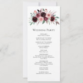 Programme de mariage floral bordeaux rose poussiér (Dos)