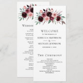 Programme de mariage floral bordeaux rose poussiér (Devant / Derrière)