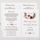 Programme de mariage floral Burgundy Marsala avec (Devant / Derrière)