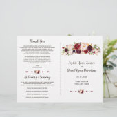 Programme de mariage floral Burgundy Marsala Blush (Debout devant)