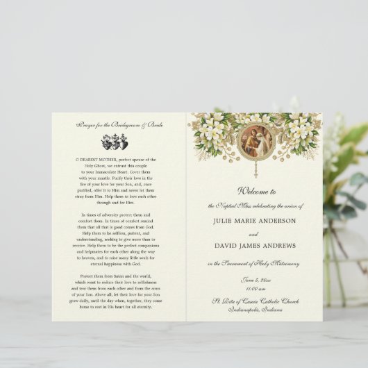 Programme de mariage floral catholique (Debout devant)