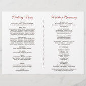 Programme de mariage Floral Cerf Burgundy Marsala (Dos)