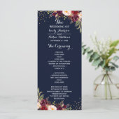 Programme de mariage floral confetti or bordeaux (Debout devant)