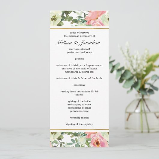 Programme de mariage floral coquille d'oeuf et blu (Debout devant)