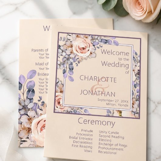 Programme de mariage floral couleur pêche
