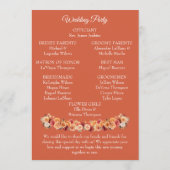 Programme de mariage floral d'automne (Dos)