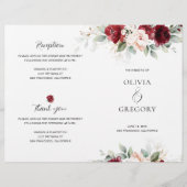 Programme de mariage floral de Bourgogne et de ros (Devant)