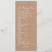 PROGRAMME DE MARIAGE FLORAL DE BURLAP RUSTIQUE (Dos)