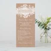 PROGRAMME DE MARIAGE FLORAL DE BURLAP RUSTIQUE (Debout devant)