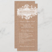 PROGRAMME DE MARIAGE FLORAL DE BURLAP RUSTIQUE (Devant / Derrière)