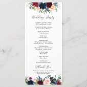 Programme de mariage floral de la Bourgogne et de  (Dos)