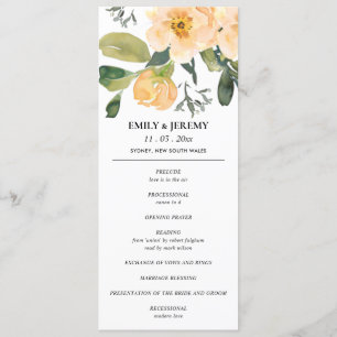 PROGRAMME DE MARIAGE FLORAL DE LA COULEUR D'EAU DE