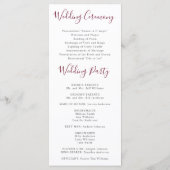 Programme de mariage floral de l'aquarelle de Bour (Dos)