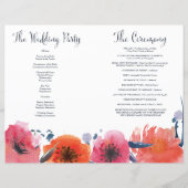 Programme de mariage floral de l'aquarelle de la M (Dos)