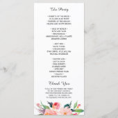 Programme de mariage floral de l'aquarelle lunaire (Dos)