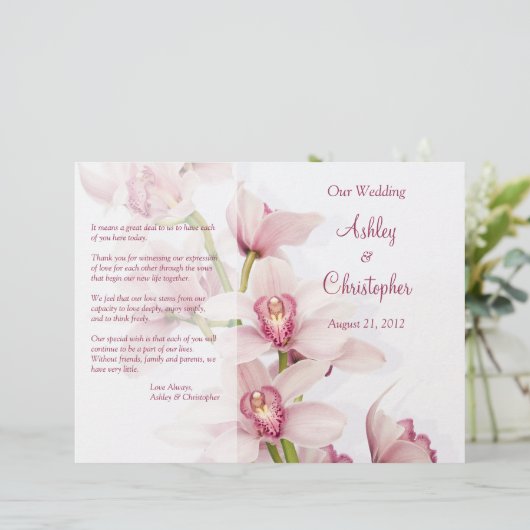 Programme de mariage floral de l'orchidée rose Cym (Debout devant)