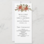 Programme de mariage floral de Noël en or rouge (Devant)