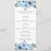 Programme de mariage floral de roses bleues pastel (Dos)