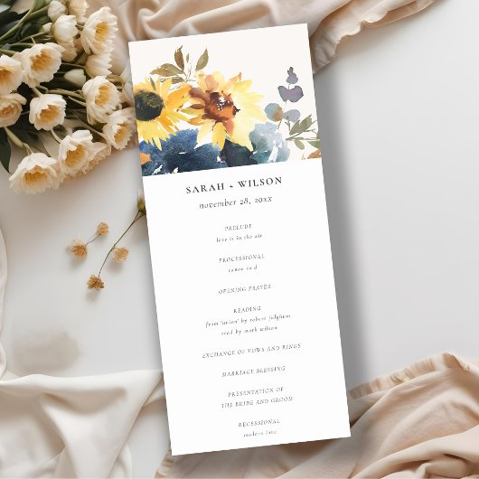 Programme de mariage floral de tournesol de la Mar