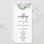 Programme de mariage floral de verdure de rose bla (Devant)