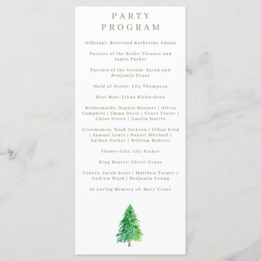 Programme de mariage floral des fleurs d'arbres fo (Dos)