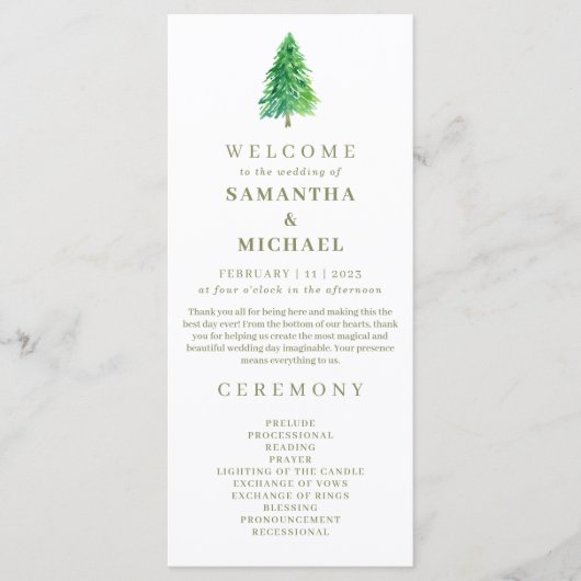 Programme de mariage floral des fleurs d'arbres fo (Devant)