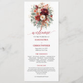 Programme de mariage floral doré bordeaux classiqu (Devant)