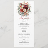 Programme de mariage floral doré bordeaux classiqu (Dos)