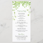 Programme de mariage floral du trèfle vert (Dos)