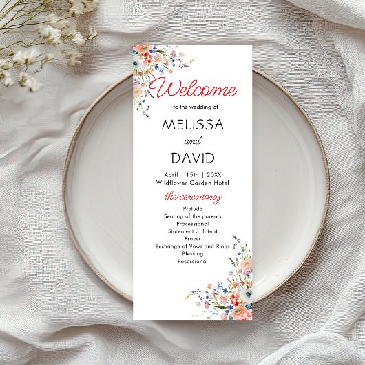 Programme de mariage floral élégant