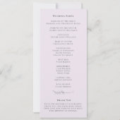 Programme de mariage floral élégant lilas or (Dos)