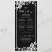 Programme de mariage floral élégant noir et blanc (Dos)